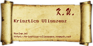 Krisztics Ulisszesz névjegykártya